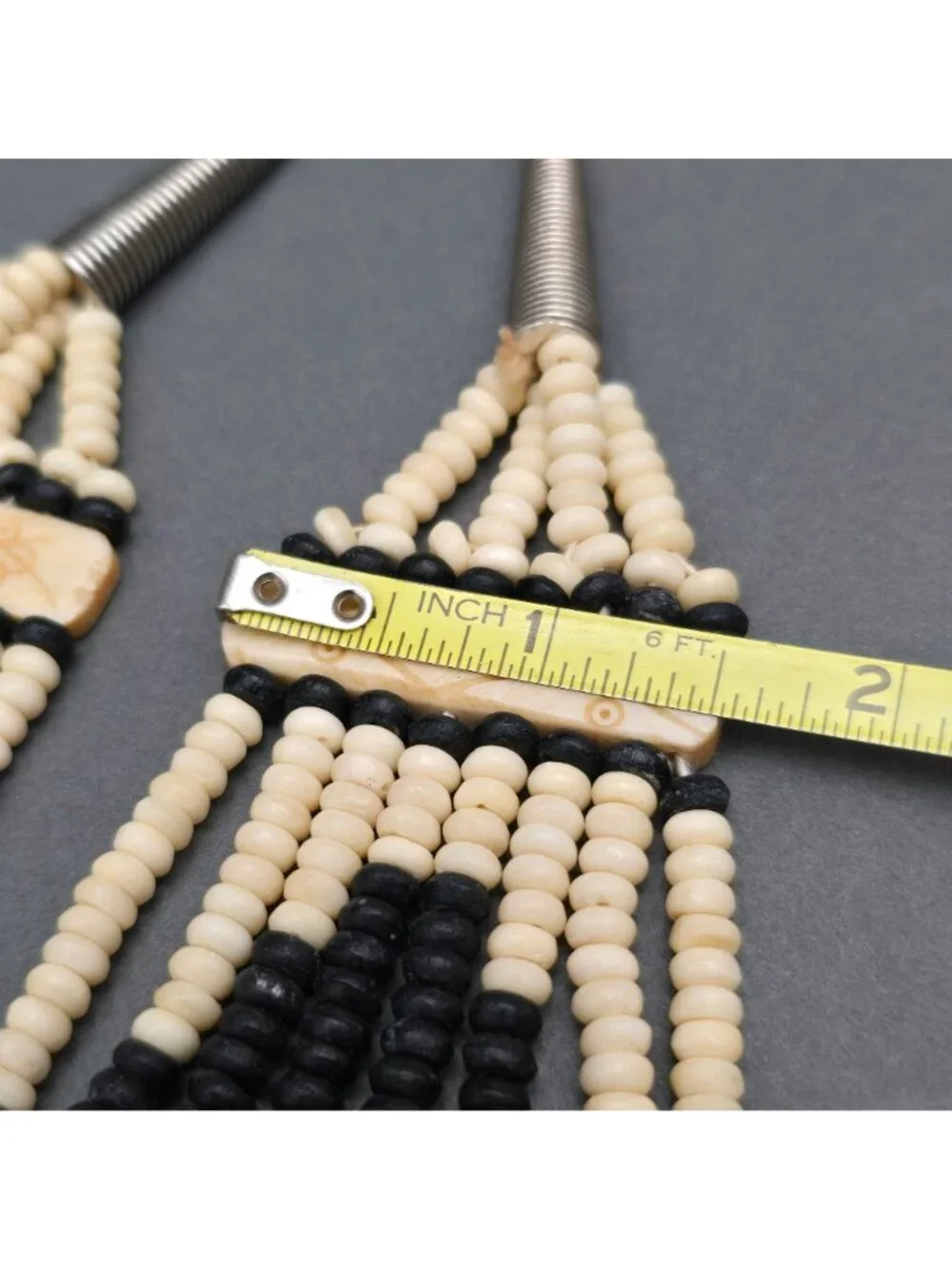 Vintage Naga Tribal Multi Strand Bovine Bone Necklace 19" Hand Carved Ethnic Bib - Picture 14 of 16